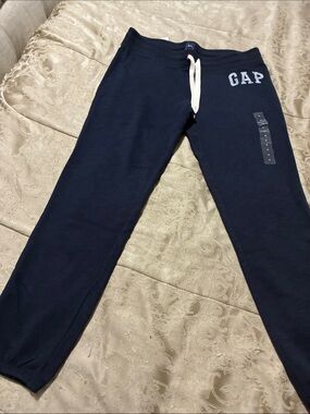 GAP Navy Pull‑On Jogger Pants with White Drawstring